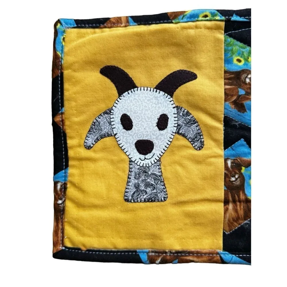Adorable Handmade Embriodered Kitchen Trivets Goats Farm Country‎